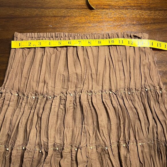 Vintage Brown Maxi Skirt Boho Gypsy Hippie Nature Forest Fairy Granola Medium - Picture 5 of 9